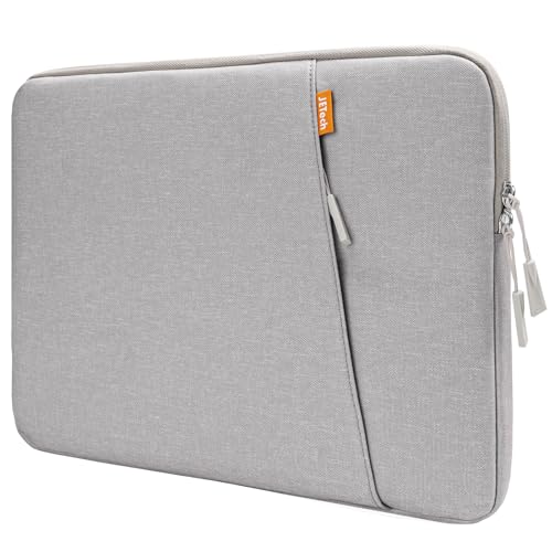 JETech Laptop Hülle für 14 Zoll MacBook Pro M3 / M2 / M1 A2779 A2442, wasserdichte Laptoptasche mit Tasche, Kompatibel mit 14 Zoll Notebook (Helles Grau) von JETech