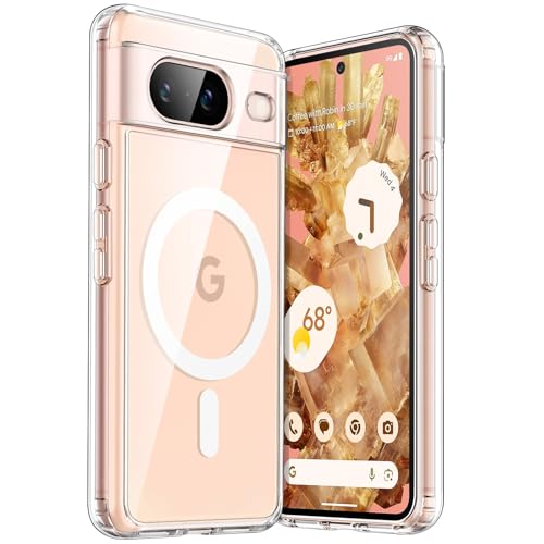 JETech Magnetisch Hülle für Google Pixel 8 6,2 Zoll 2023, Kompatibel mit MagSafe Zubehör, Stoßfeste Schützend Handyhülle, Nicht Vergilbende Harte Klare PC-Rückseite (Durchsichtig) von JETech