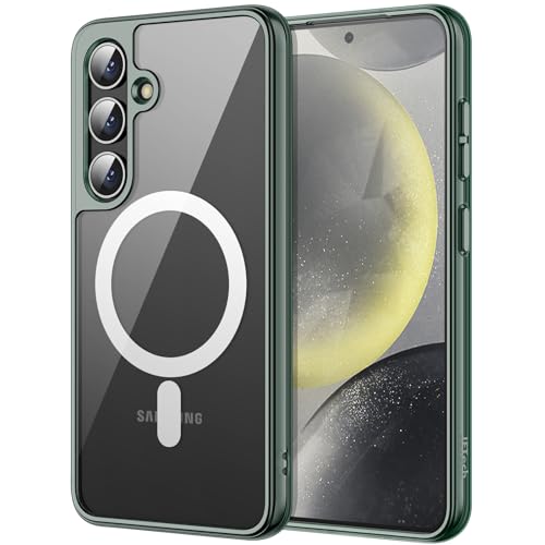 JETech Magnetisch Hülle für Samsung Galaxy S24+ / S24 Plus 5G, Kompatibel mit MagSafe, Stoßfeste Schützend Handyhülle, Nicht Vergilbende Harte Klare PC-Rückseite (Grün) von JETech