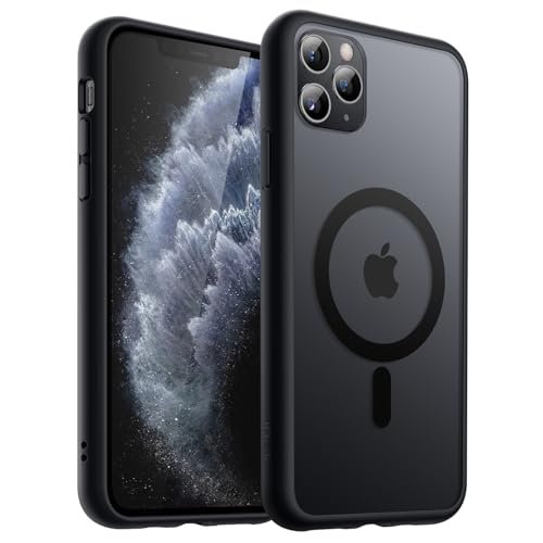 JETech Magnetisch Hülle für iPhone 11 Pro 5,8 Zoll Kompatibel mit MagSafe, Durchscheinende Matt Handyhülle Rückseite Dünn Stoßfest Schutzhülle (Schwarz) von JETech