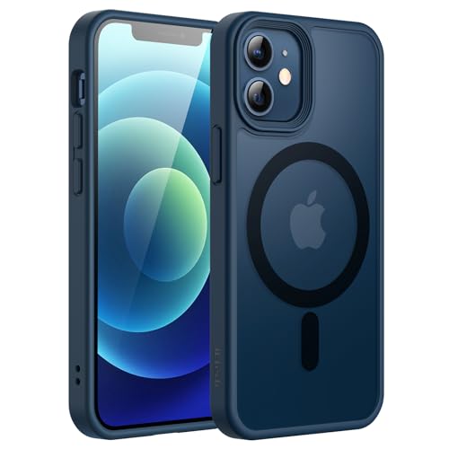 JETech Magnetisch Hülle für iPhone 12 Mini 5,4 Zoll Kompatibel mit MagSafe, Durchscheinende Matt Handyhülle Rückseite Dünn Stoßfest Schutzhülle (Blau) von JETech