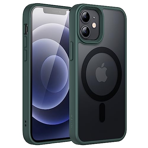 JETech Magnetisch Hülle für iPhone 12 Mini 5,4 Zoll Kompatibel mit MagSafe, Durchscheinende Matt Handyhülle Rückseite Dünn Stoßfest Schutzhülle (Dunkelgrün) von JETech