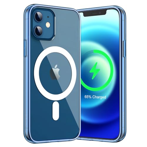 JETech Magnetisch Hülle für iPhone 12 Mini 5,4 Zoll Kompatibel mit MagSafe Kabellosem Laden, Stoßfest Handyhülle, Schutzhülle Kratzfeste Transparent Rückseite (Jeans Indigo) von JETech