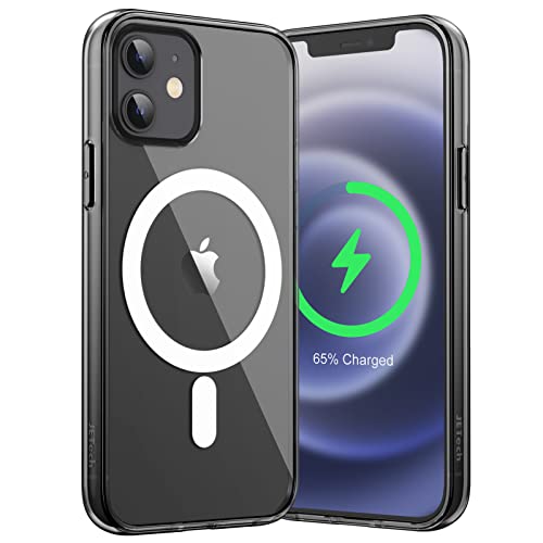 JETech Magnetisch Hülle für iPhone 12 Mini 5,4 Zoll Kompatibel mit MagSafe Kabellosem Laden, Stoßfest Handyhülle, Schutzhülle Kratzfeste Transparent Rückseite (Schwarz) von JETech