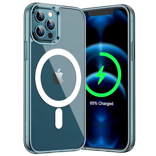 JETech Magnetisch Hülle für iPhone 12 Pro Max 6,7 Zoll Kompatibel mit MagSafe Kabellosem Laden, Stoßfeste Stoßstange Handyhülle, Kratzfeste Transparente Rückseite (Pazifisches Blau) von JETech