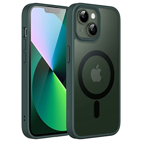 JETech Magnetisch Hülle für iPhone 13 6,1 Zoll Kompatibel mit MagSafe, Durchscheinende Matt Handyhülle Rückseite Dünn Stoßfest Schutzhülle (Dunkelgrün) von JETech