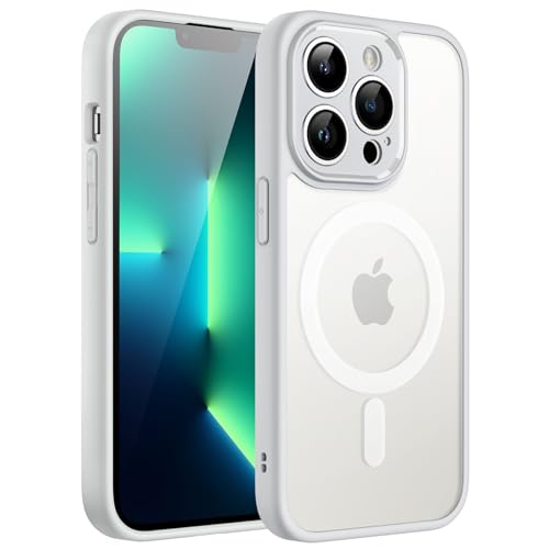 JETech Magnetisch Hülle für iPhone 13 Pro Max 6,7 Zoll Kompatibel mit MagSafe, Durchscheinende Matt Handyhülle Rückseite mit Voll Kamera Schutz Dünn Stoßfest Schutzhülle (Grau) von JETech