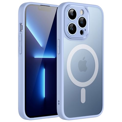 JETech Magnetisch Hülle für iPhone 13 Pro Max 6,7 Zoll Kompatibel mit MagSafe, Durchscheinende Matt Handyhülle Rückseite mit Voll Kamera Schutz Dünn Stoßfest Schutzhülle (Himmelblau) von JETech
