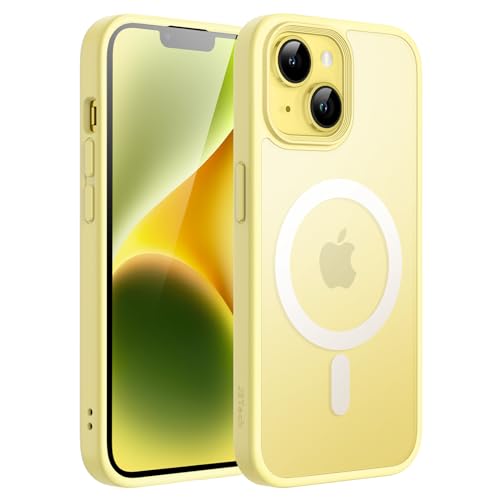 JETech Magnetisch Hülle für iPhone 14 6,1 Zoll Kompatibel mit MagSafe, Durchscheinende Matt Handyhülle Rückseite Dünn Stoßfest Schutzhülle (Gelb) von JETech