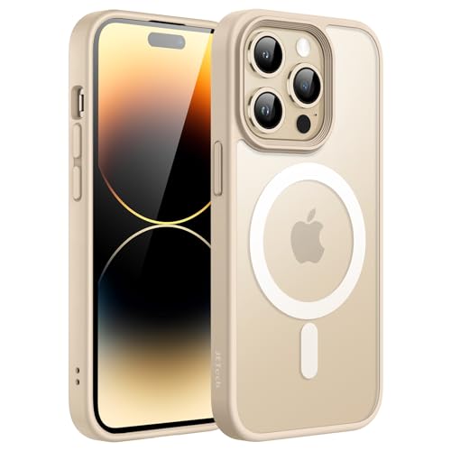 JETech Magnetisch Hülle für iPhone 14 Pro Max 6,7 Zoll Kompatibel mit MagSafe, Durchscheinende Matt Handyhülle Rückseite Dünn Stoßfest Schutzhülle (Helles Gold) von JETech
