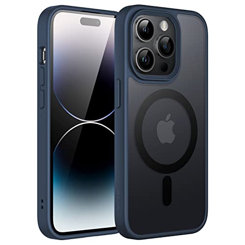JETech Magnetisch Hülle für iPhone 14 Pro Max 6,7 Zoll Kompatibel mit MagSafe, Durchscheinende Matt Handyhülle Rückseite Dünn Stoßfest Schutzhülle (Sturmblau) von JETech