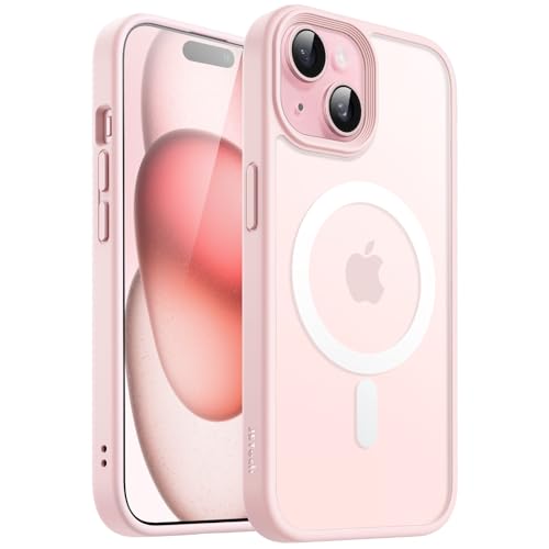 JETech Magnetisch Hülle für iPhone 15 6,1 Zoll Kompatibel mit MagSafe, Durchscheinende Matt Handyhülle Rückseite Dünn Stoßfest Schutzhülle (Rosa) von JETech