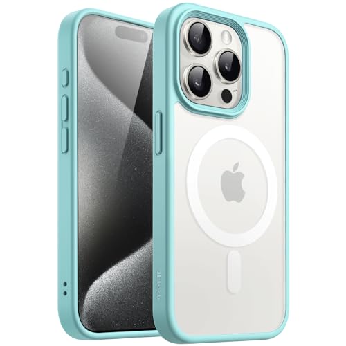 JETech Magnetisch Hülle für iPhone 15 Pro 6,1 Zoll Kompatibel mit MagSafe, Durchscheinende Matt Handyhülle Rückseite Dünn Stoßfest Schutzhülle (Hellblau) von JETech