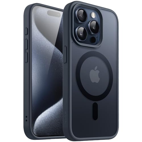 JETech Magnetisch Hülle für iPhone 15 Pro Max 6,7 Zoll Kompatibel mit MagSafe, Durchscheinende Matt Handyhülle Rückseite Dünn Stoßfest Schutzhülle (Blau) von JETech