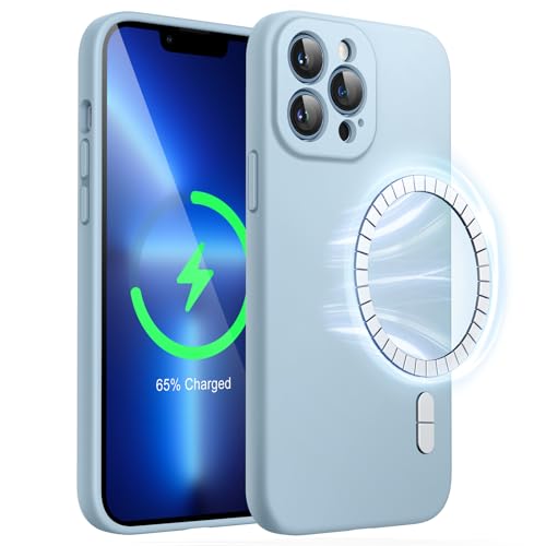 JETech Magnetisch Silikon Hülle für iPhone 13 Pro 6,1 Zoll, Kompatibel mit MagSafe, Handyhülle mit Voll Kamera Schutz (Dunstblau) von JETech