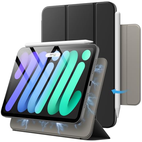 JETech Magnetische Hülle für iPad mini (A17 Pro, 2024 Modell, 7. Generation) / mini 6 (Modell 2021, 6. Generation), Schlank Case (Schwarz) von JETech