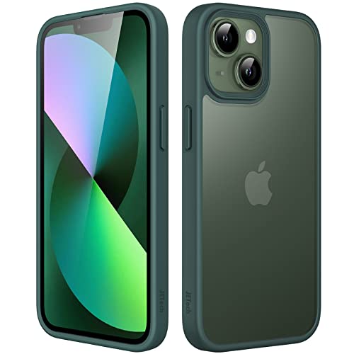 JETech Matt Hülle für iPhone 13 6,1 Zoll, Stoßfest Militärstandard FallSchutz Handyhülle, Mattierte Durchscheinende Rückseite Schutzhülle, Anti-Fingerabdruck (Dunkelgrün) von JETech