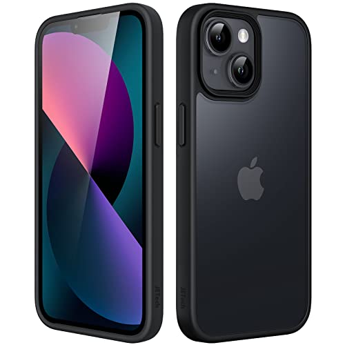 JETech Matt Hülle für iPhone 13 6,1 Zoll, Stoßfest Militärstandard FallSchutz Handyhülle, Mattierte Durchscheinende Rückseite Schutzhülle, Anti-Fingerabdruck (Schwarz) von JETech