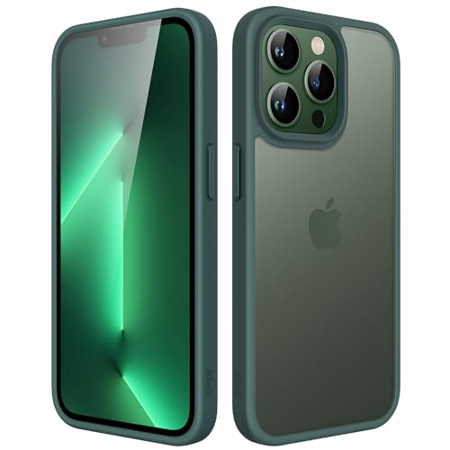 JETech Matt Hülle für iPhone 13 Pro 6,1 Zoll, Stoßfest Militärstandard FallSchutz Handyhülle, Mattierte Durchscheinende Rückseite Schutzhülle, Anti-Fingerabdruck (Dunkelgrün) von JETech