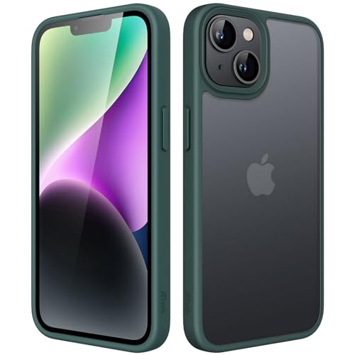 JETech Matt Hülle für iPhone 14 6,1 Zoll, Stoßfest Militärstandard FallSchutz Handyhülle, Mattierte Durchscheinende Rückseite Schutzhülle, Anti-Fingerabdruck (Dunkelgrün) von JETech