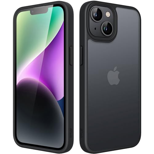 JETech Matt Hülle für iPhone 14 Plus 6,7 Zoll, Stoßfest Militärstandard FallSchutz Handyhülle, Mattierte Durchscheinende Rückseite Schutzhülle, Anti-Fingerabdruck (Schwarz) von JETech