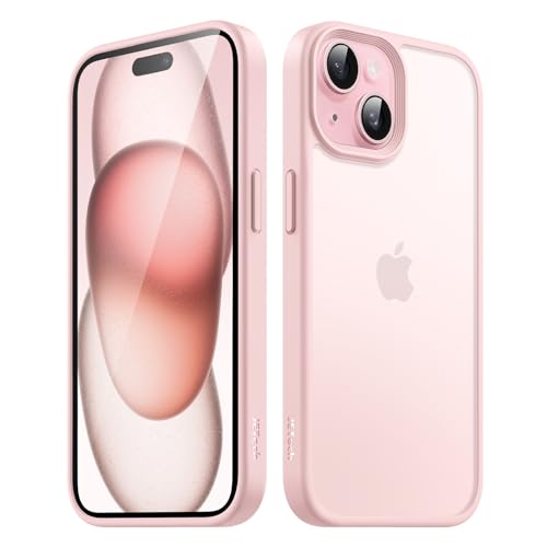 JETech Matt Hülle für iPhone 15 6,1 Zoll, Stoßfest Militärstandard FallSchutz Handyhülle, Mattierte Durchscheinende Rückseite Schutzhülle, Anti-Fingerabdruck (Rosa) von JETech