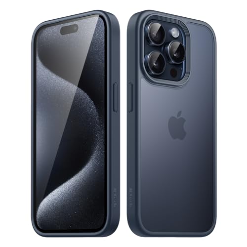 JETech Matt Hülle für iPhone 15 Pro 6,1 Zoll, Stoßfest Militärstandard FallSchutz Handyhülle, Mattierte Rückseite Schutzhülle, Anti-Fingerabdruck (Sturmblau) von JETech