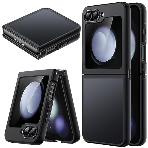 JETech Matte Hülle für Samsung Galaxy Z Flip 5 2023, Transluzente Gefrostete PC-Rückseite mit Stoßdämpfendem TPU-Rahmen Handy Schutzhülle (Schwarz) von JETech