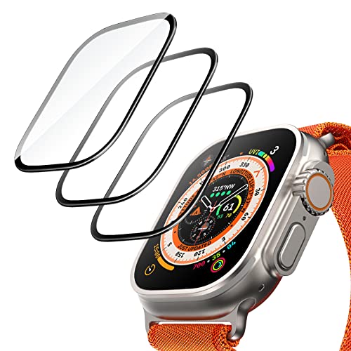 JETech Schutzfolie für Apple Watch Ultra 2/1 49 mm, Full Screen Panzer Schutz Glas Displayschutz, HD Klar, 3 Stück von JETech