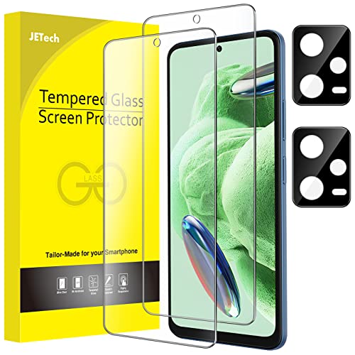JETech Schutzfolie für Xiaomi Redmi Note 12 5G (Nicht für 4G) mit Kameraschutz, Panzer Schutz Glas Displayschutz Folie Kamera, HD Klar, 2 Stück Jeweils von JETech