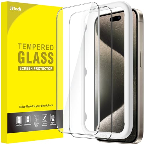 JETech Schutzfolie für iPhone 15 Pro Max 6,7 Zoll, Blasenfrei, Panzer Schutz Glas Folie Displayschutz mit Einfaches Installationswerkzeug, Hat Keinen Einfluss auf die Hülle, HD Klar, 2 Stück von JETech