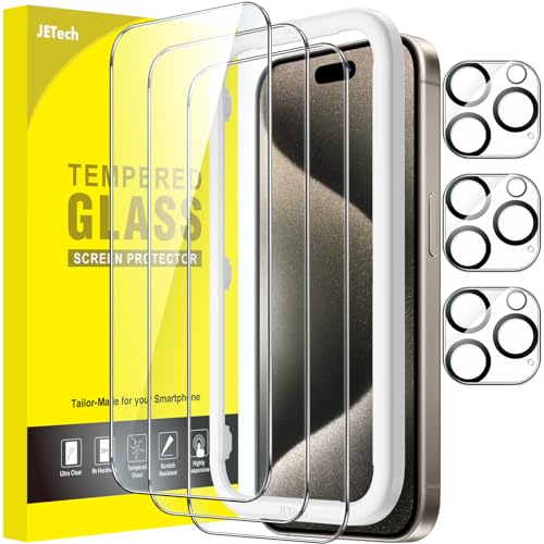 JETech Schutzfolie für iPhone 15 Pro Max 6,7 Zoll mit Kameraschutz, Blasenfrei, Einfaches Installationswerkzeug, Panzer Schutz Glas Folie Displayschutz, HD Klar, 3 Stück Jeweils JETech Schutzfolie für iPhone 15 Pro Max 6,7 Zoll mit Kameraschutz, Blasenfrei, Einfaches Installationswerkzeug, Panzer Schutz Glas Folie Displayschutz, HD Klar, 3 Stück Jeweils von JETech