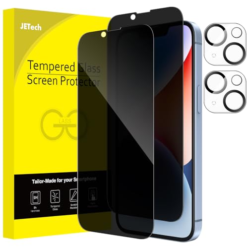 JETech Sichtschutz Full Screen für iPhone 14 6,1 Zoll mit Kameraschutz, Anti-Spy Panzer Schutz Glas Folie Schutzfolie Folie Kamera Displayschutz, 2 Stück Jeweils JETech Sichtschutz Full Screen für iPhone 14 6,1 Zoll mit Kameraschutz, Anti-Spy Panzer Schutz Glas Folie Schutzfolie Folie Kamera Displayschutz, 2 Stück Jeweils von JETech