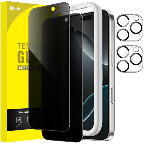 JETech Sichtschutz für iPhone 16 Pro 6,3 Zoll mit Kameraschutz, Anti-Spy Gehärtete Glas Schutzfolie, Einfaches Installationswerkzeug, 2 Stück Jeweils JETech Sichtschutz für iPhone 16 Pro 6,3 Zoll mit Kameraschutz, Anti-Spy Gehärtete Glas Schutzfolie, Einfaches Installationswerkzeug, 2 Stück Jeweils von JETech