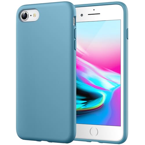JETech Silicone Hülle für iPhone SE 3/2 (Modell 2022/2020), iPhone 8 und iPhone 7, seidigem Ganzkörper-Schutzhülle, mit weichem Mikrofaser-Innenfutter stoßfestes Abdeckung (Kornblume) von JETech