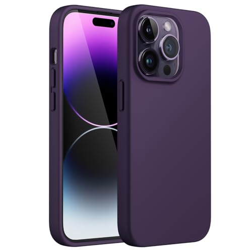 JETech Silikon Hülle für iPhone 14 Pro Max 6,7 Zoll, Ganzkörper Handyhülle mit Seidig-Weicher Berühren, Stoßfest Schutzhülle mit Mikrofaser-Futter (Dunkellila) von JETech