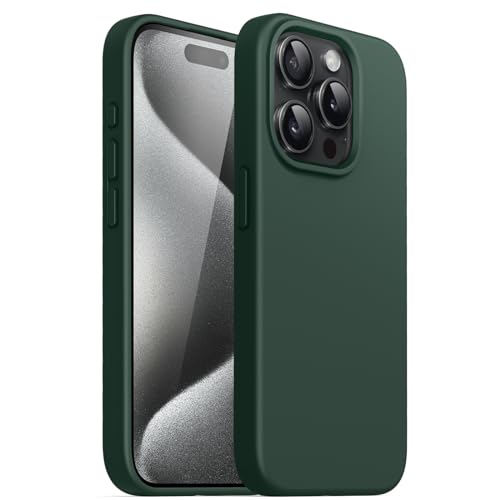 JETech Silikon Hülle für iPhone 15 Pro 6,1 Zoll, Ganzkörper Handyhülle mit Seidig-Weicher Berühren, Stoßfest Schutzhülle (Nachtgrün) von JETech