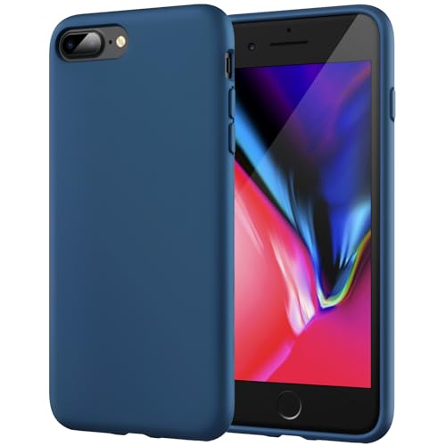 JETech Silikon Hülle für iPhone 7 Plus, iPhone 8 Plus, 5,5-Zoll, seidigem Ganzkörper-Schutzhülle, mit weichem Mikrofaser-Innenfutter stoßfestes Abdeckung, Blauer Kobalt von JETech