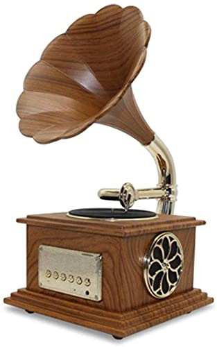 Plattenspieler, Vintage-Grammophon mit Messinghorn-Reproduktion, Plattenspieler, Lautsprecher, Plattenspieler, Phonograph von JEVHLYKW