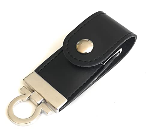 JEYEFFE Pen Drive Schlüsselanhänger aus Leder, elegant, Geschenkidee, 64 GB, Memory Stift USB 2.0 3.0 (Schwarz) von JEYEFFE
