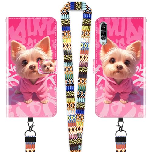 JEZSTHAI Hülle für Samsung Galaxy A90 5G Leder Handytasche Schutzhülle mit Muster(Süßer Hund),Flip Case Magnetverschluss Handyhülle mit Handykette/Handy Umhängeband von JEZSTHAI