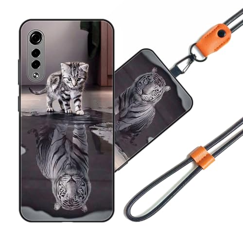 JEZSTHAI Schutzhülle Kompatibel mit LG Velvet (4G) Hülle Silikon Dünn mit Muster Design,Weiche Flexibel Stoßfeste Handyhülle mit Handykette & Handykordel zum Umhängen,Nr.A05 von JEZSTHAI
