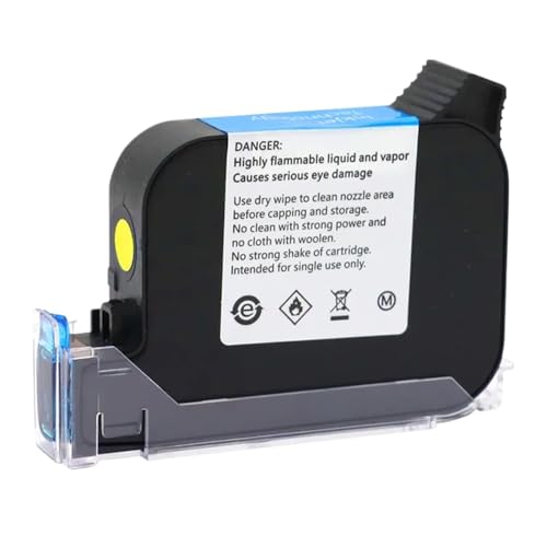 JFGIkLFD JS12 Tintenpatrone, kompatibler Ersatz Kompatibel mit JS12 JS12M JS12M 600 DPI 12,7 mm Handheld-Thermo-Tintenstrahldrucker, schnell trocknende Eco-Solvent-Tinte, 1 Stück(Yellow) von JFGIkLFD
