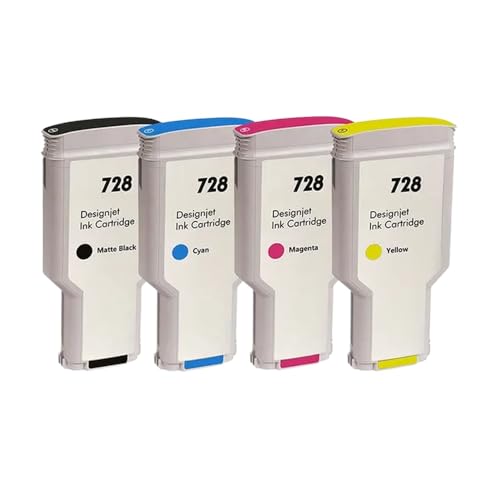 JFGIkLFD Kompatible 728MBK-Tintenpatrone Kompatibel mit 728 Kompatibel mit DesignJet T730 T830-Tintenstrahldrucker(1 Set (4 pcs)) von JFGIkLFD