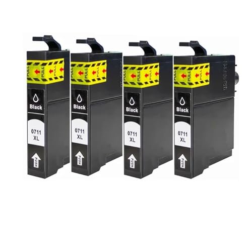JFGIkLFD T0711 T0712 T0713 T0714 Tintenpatronen kompatibel mit SX110 SX105 SX115 SX200 SX205 SX209 SX210 Tintenstrahldrucker(4 Black) von JFGIkLFD
