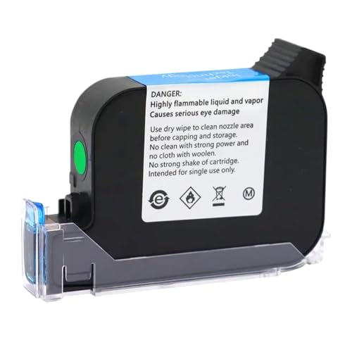 JS12 Tintenpatrone, kompatibler Ersatz Kompatibel mit JS12 JS12M JS12M 600 DPI 12,7 mm Handheld-Thermo-Tintenstrahldrucker, schnell trocknende Eco-Solvent-Tinte, 1 Stück(Green) von JFGIkLFD