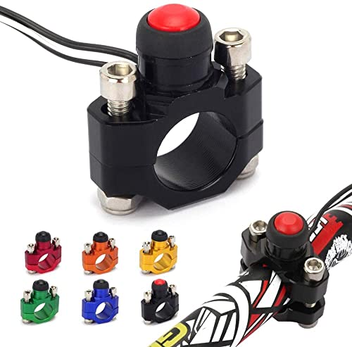 Motorrad Startknopf,22mm Lenker Schalter Motorrad CNC Universal Motorrad Motor Stop Kill Schalter Taste mit Montage-Rückplatte für 7/8 Zoll Lenker ATV Dirt Pit Bike Roller Quad-Schwarz von JFGRACING