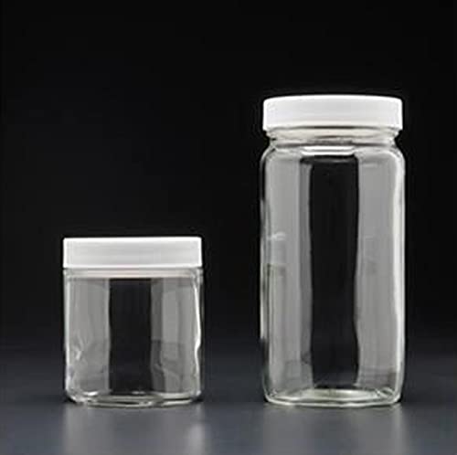 JG FINNERAN D0098–8 klar Borosilikat Glas, hoch, gerade Seiten Standard Weithals Jar mit Weiß Verschluss aus Polypropylen, F217 gefüttert, 58–400 mm Gap Größe, 8oz Kapazität (12 Stück) von JG Finneran