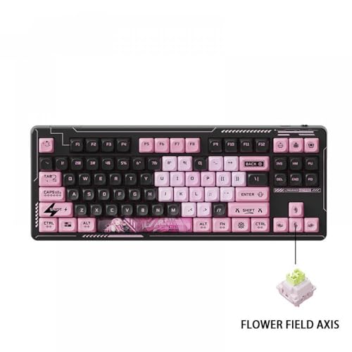 JGHFReW Anpassbare mechanische RGB-Tastatur Leop K87 Pro Kompatibel mit Spiele und den Bürogebrauch mit kabellosem Anime-Girl-Design und Hot-Swap-Funktionalität(Black and Pink) von JGHFReW