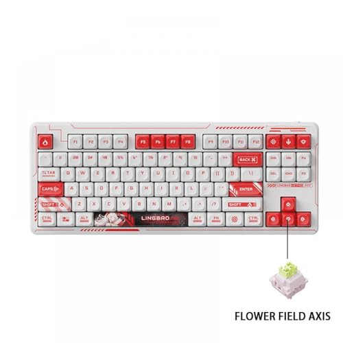 JGHFReW Anpassbare mechanische RGB-Tastatur Leop K87 Pro Kompatibel mit Spiele und den Bürogebrauch mit kabellosem Anime-Girl-Design und Hot-Swap-Funktionalität(White and Orange) von JGHFReW